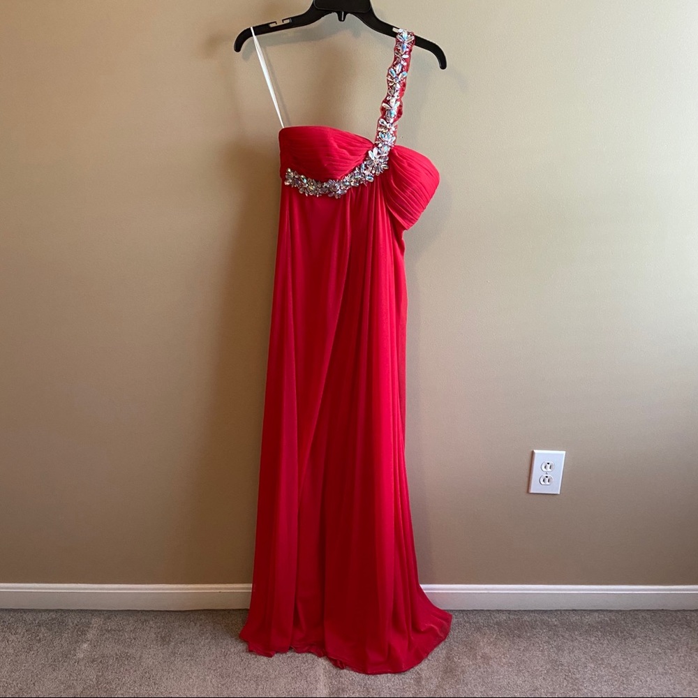 Watermelon Colored Prom Dress